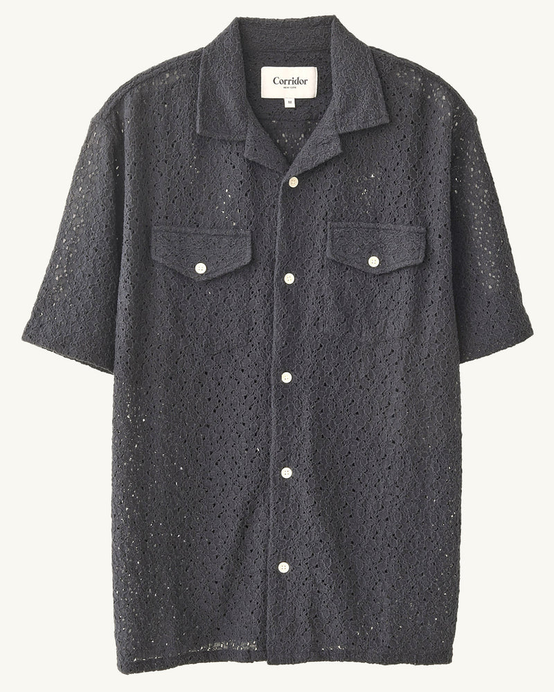 Floral Lace SS Camp Shirt