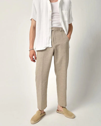 Pantalón de lino y algodón natural