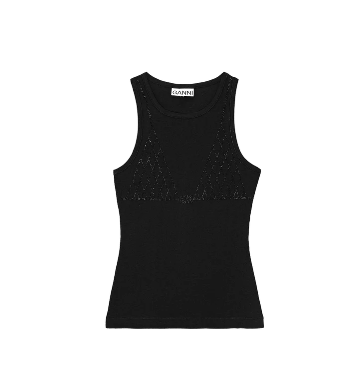 Rib Rhinestone Tank Top