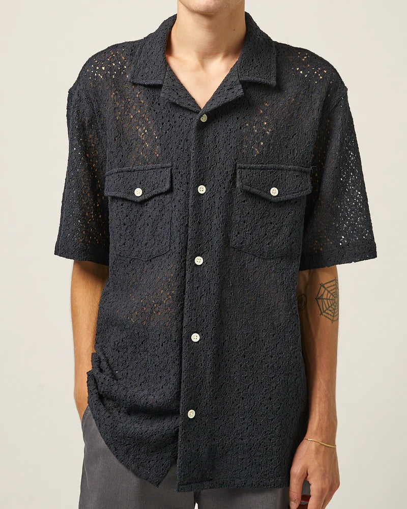 Floral Lace SS Camp Shirt