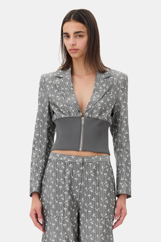 Jacquard Cropped Blazer