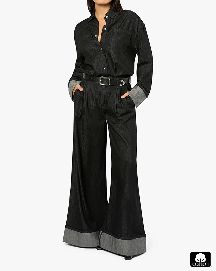 High Waisted Pleated Super Wide Leg Pant