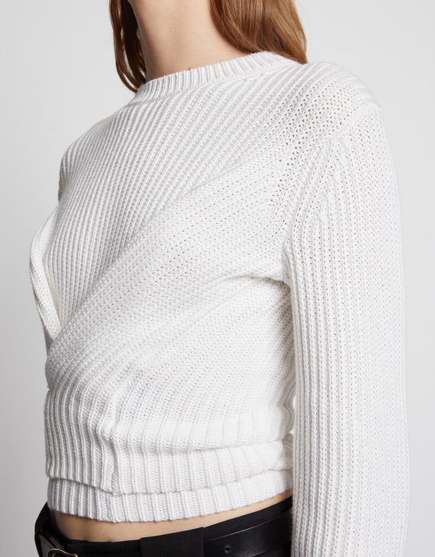 Ribbed Cotton Wrap Sweater