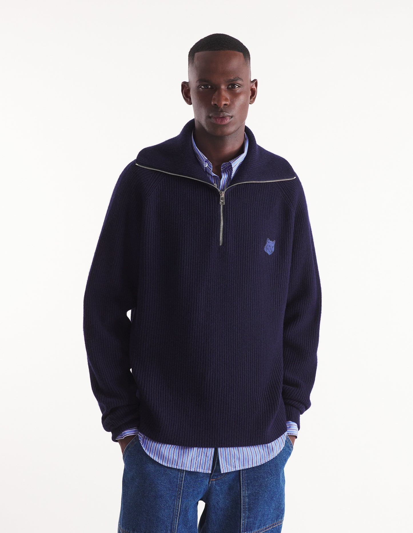 Bold Fox Head Patch Half Zip Jumper