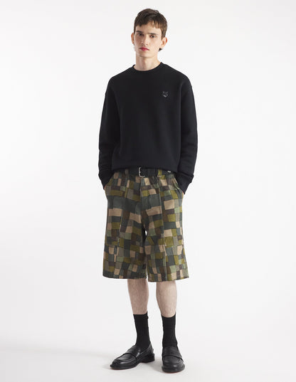 Sudadera cómoda con parche de cabeza de zorro llamativo