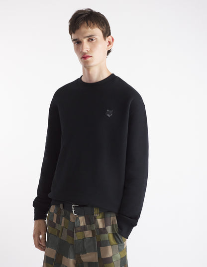 Sudadera cómoda con parche de cabeza de zorro llamativo