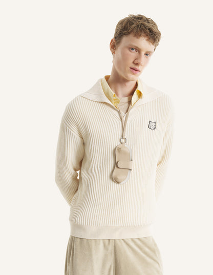 Fox Head Ribbed Polo Jumper