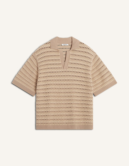 Basket Weave Knitted Polo
