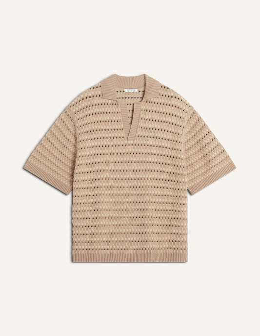 Basket Weave Knitted Polo
