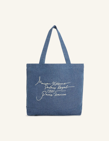 Poetic Script Denim Tote
