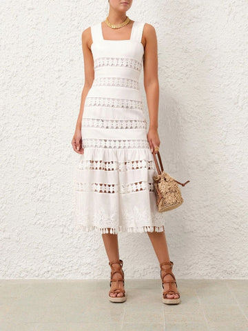 Pop Trimmed Midi Dress
